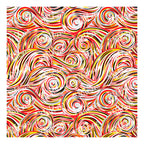 PatternPly® Scattered Gold, Black, and Red Swirls sheet showing the pattern