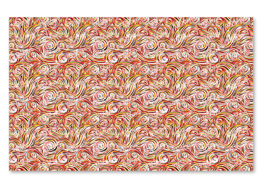 PatternPly® Scattered Gold, Black, and Red Swirls