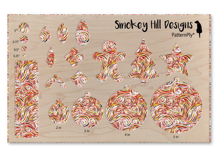 PatternPly® Scattered Gold, Black, and Red Swirls