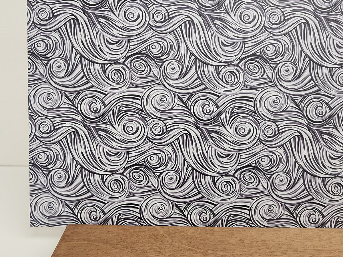 PatternPly® Full Coverage Grayscale Swirls sheet showing the pattern