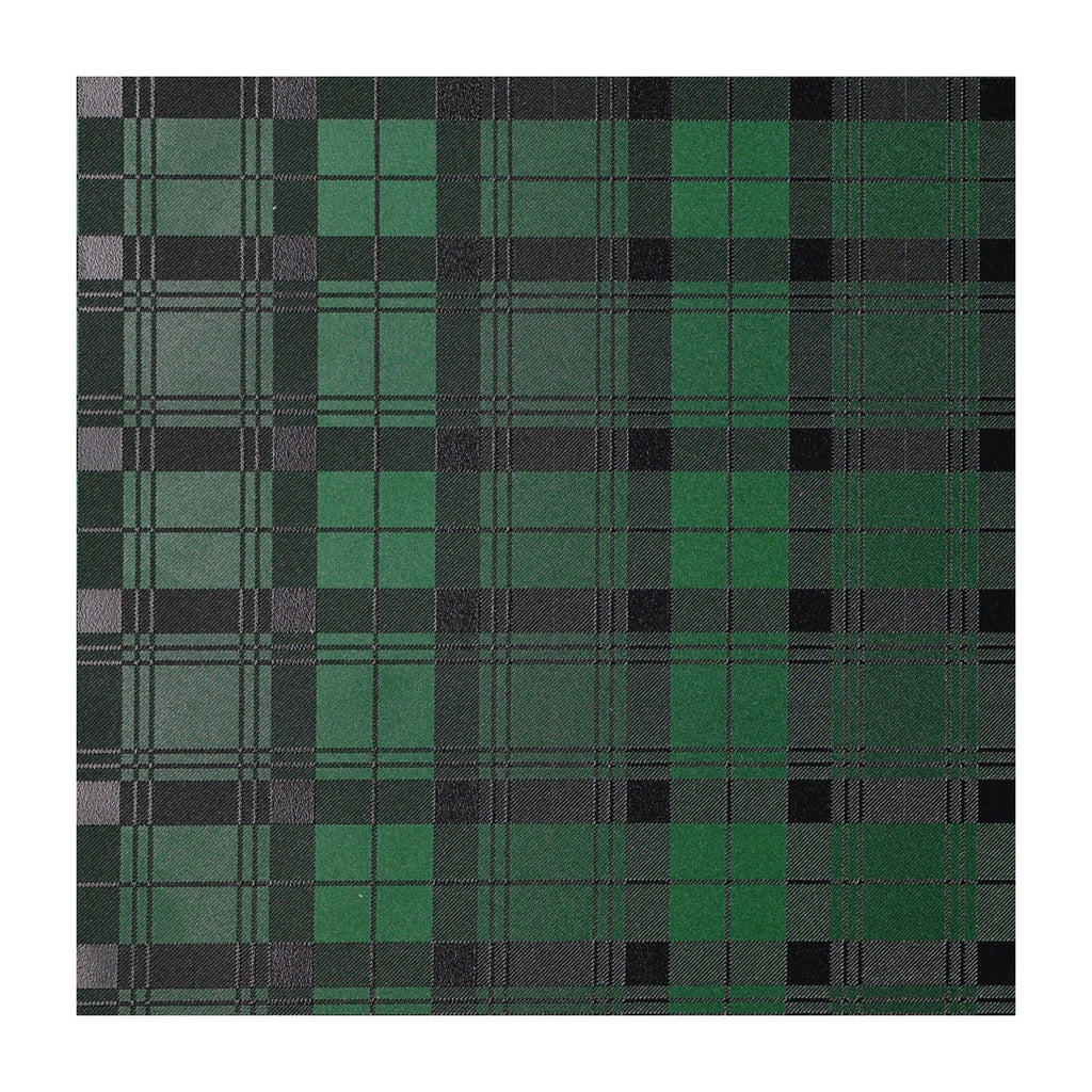 PatternPly® Full Coverage Green and Black Plaid sheet showing the pattern