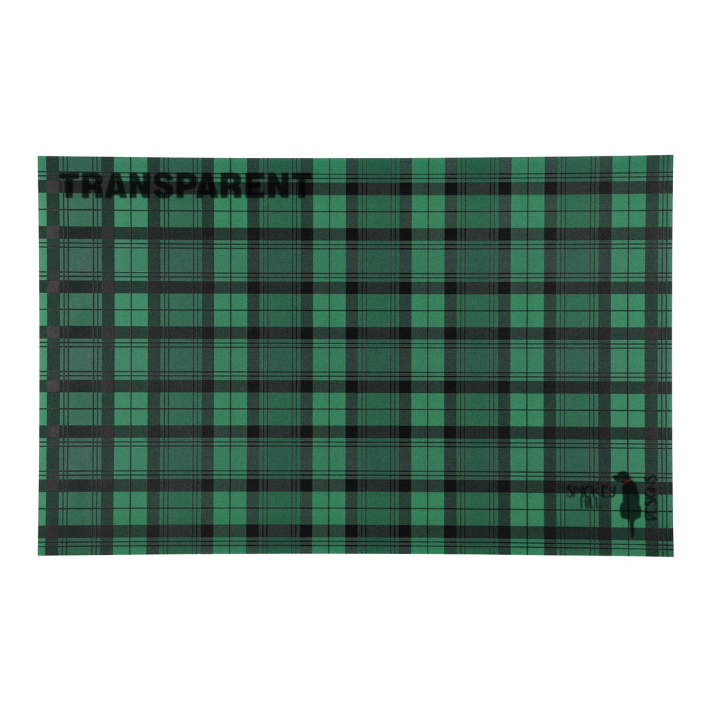 PatternPly® Transparent Green and Black Plaid sheet showing the pattern