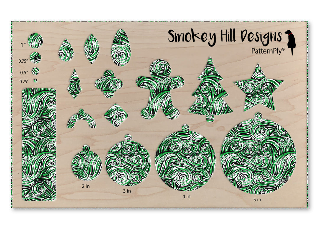 PatternPly® Scattered Green and Black Swirls