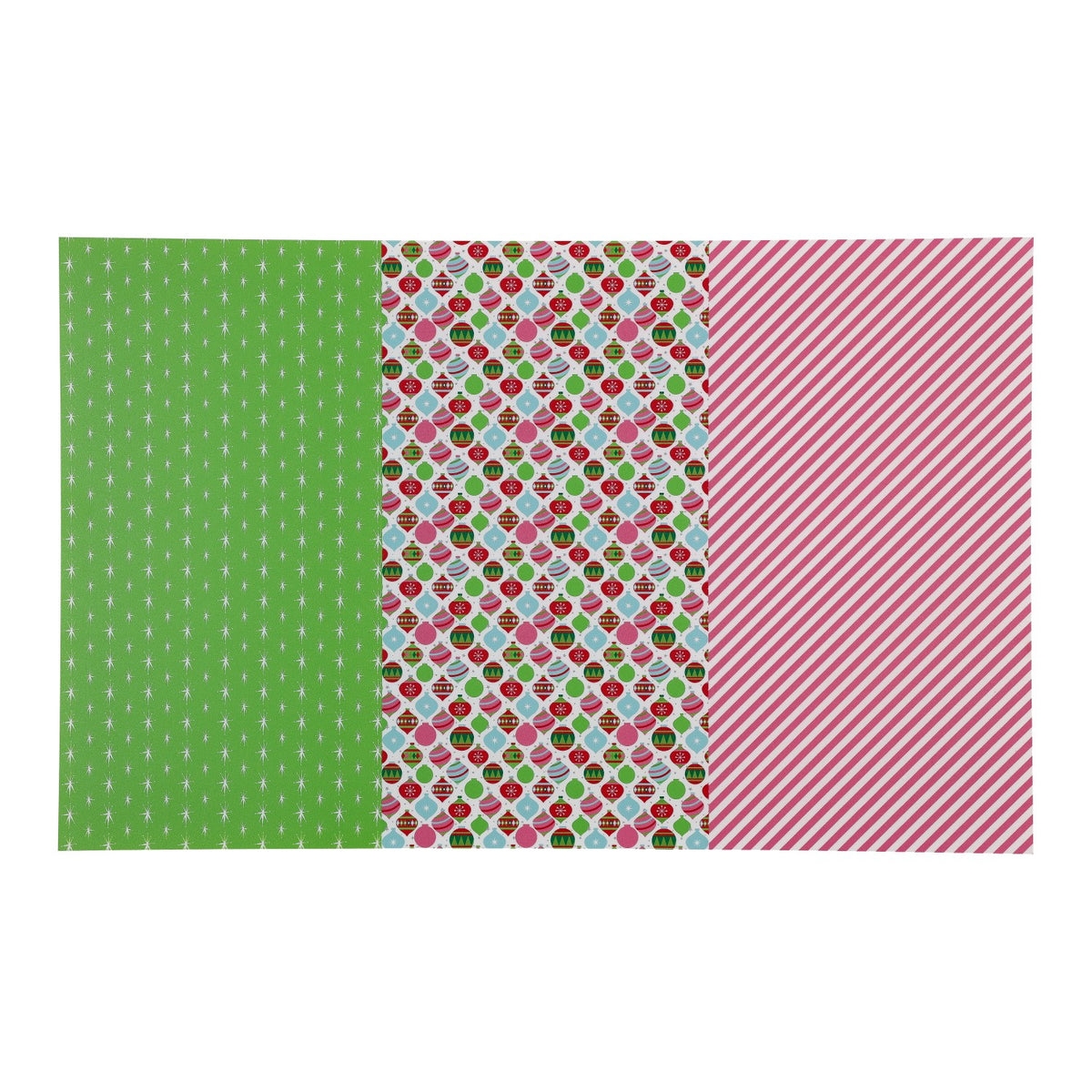 PatternPly® Full Coverage Green and Pink Mid Century Trio sheet showing the pattern