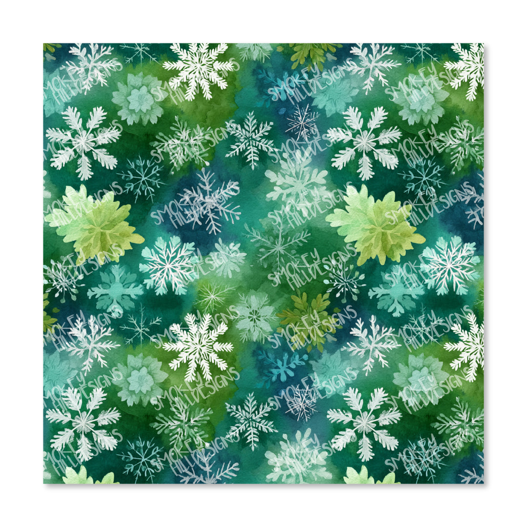 PatternPly® Full Coverage Green Snowflake