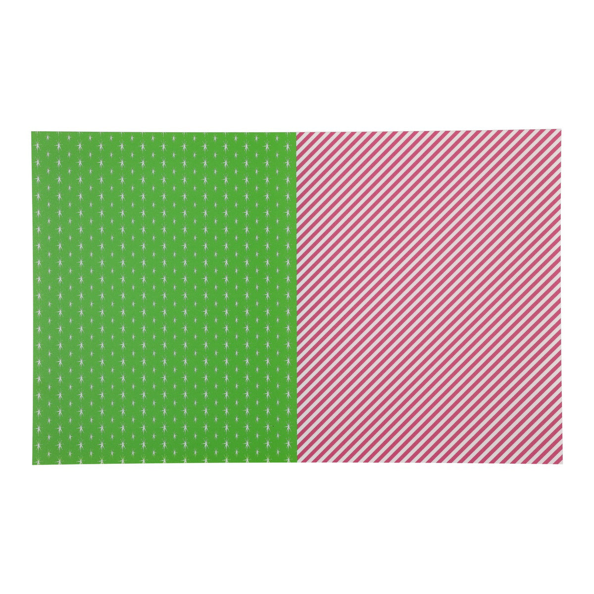PatternPly® Full Coverage Green and Pink Mid Century Duo sheet showing the pattern