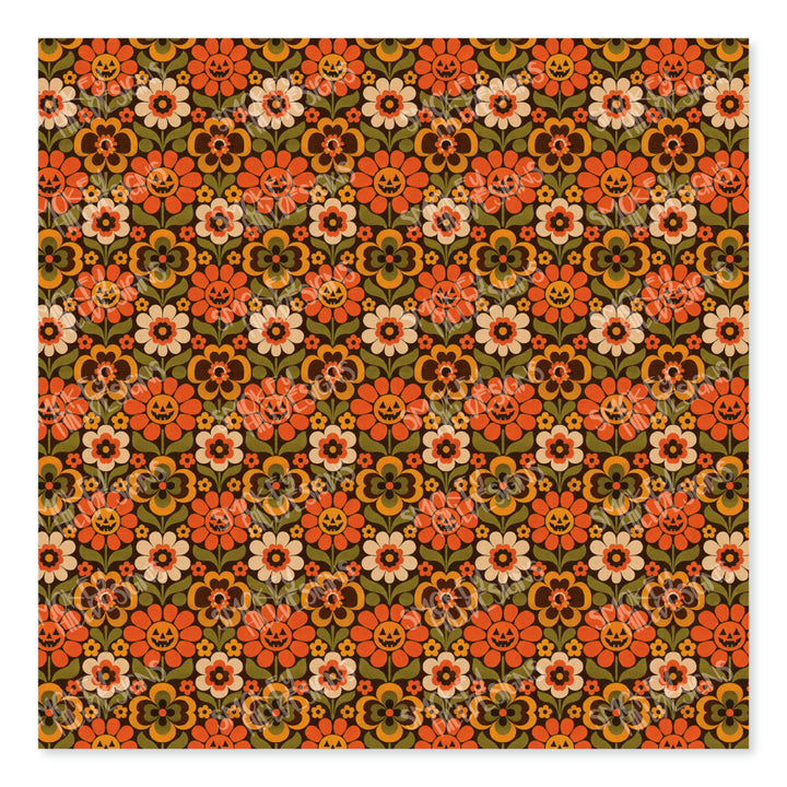 PatternPly® Full Coverage Groovy Pumpkin Flowers