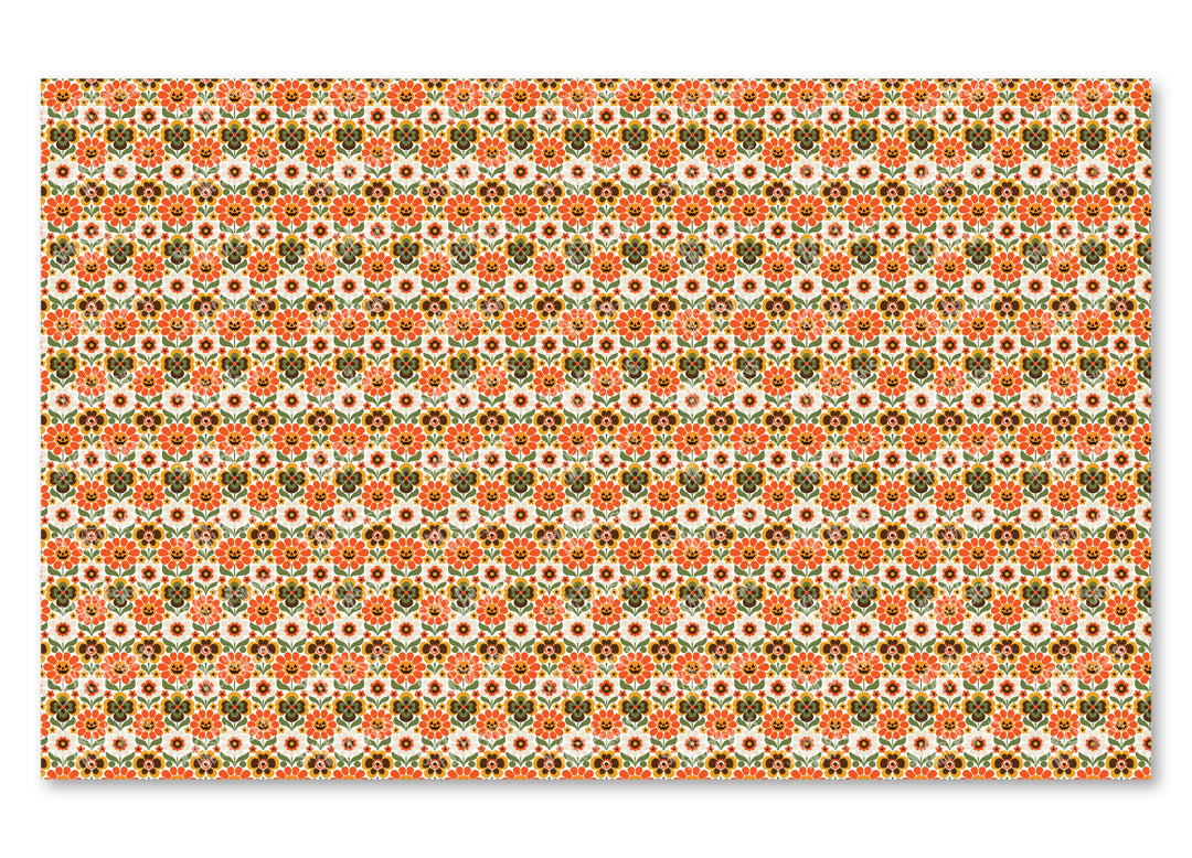 PatternPly® Scattered Groovy Pumpkin Flowers