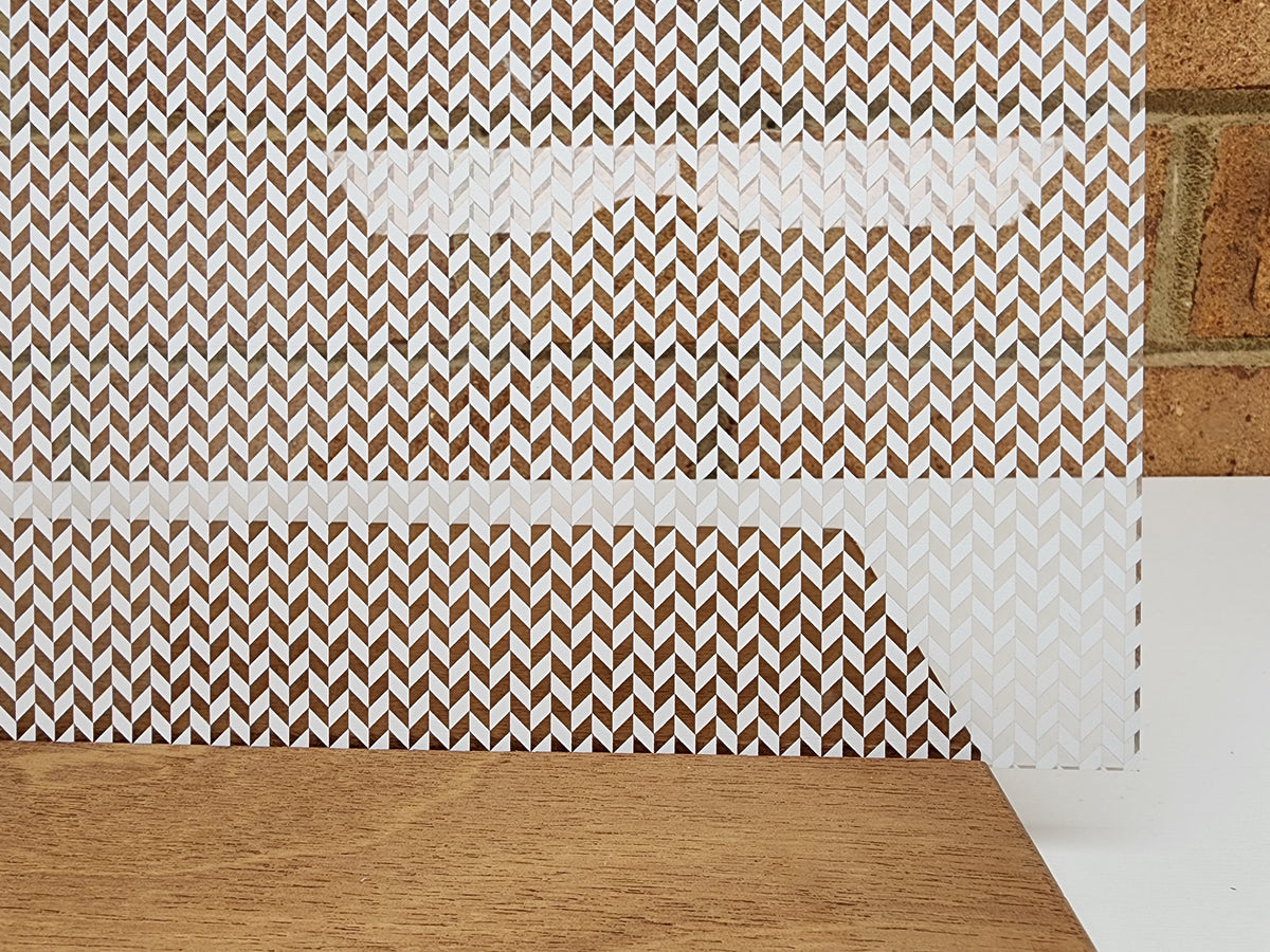 PatternPly® Scattered Herringbone WHITE sheet showing the pattern