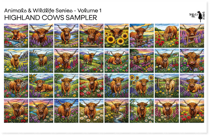 PatternPly® Transparent Animal Series Volume 1 Highland Cows Sampler