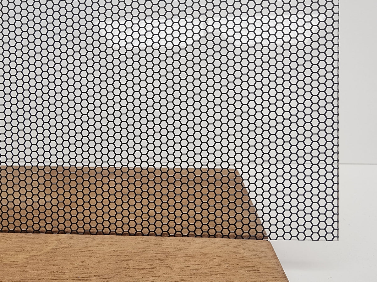 PatternPly® Scattered Honeycomb BLACK sheet showing the pattern