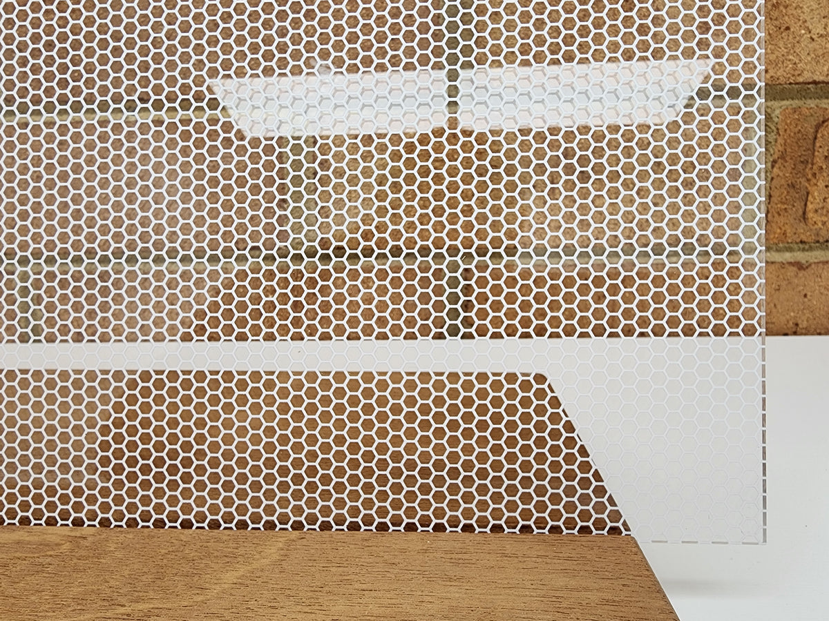 PatternPly® Scattered Honeycomb WHITE sheet showing the pattern