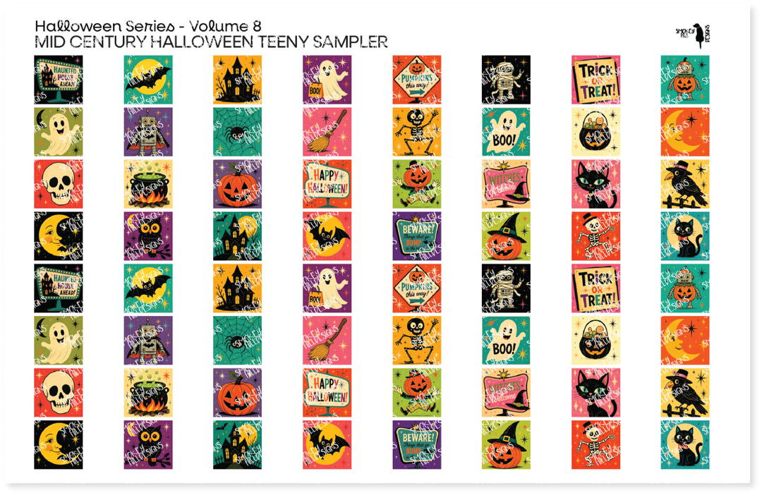 PatternPly® Full Coverage Halloween Series Volume 8 Mid Century Halloween Teeny Sampler