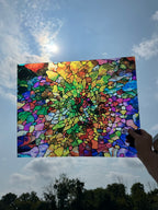 PatternPly® 19x24" Transparent Stained Glass Swirl XL Scale sheet showing the pattern