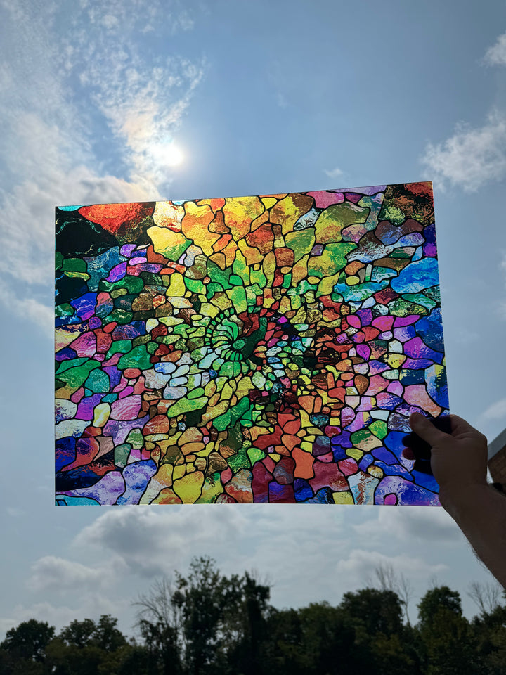 PatternPly® 19x24" Transparent Stained Glass Swirl XL Scale