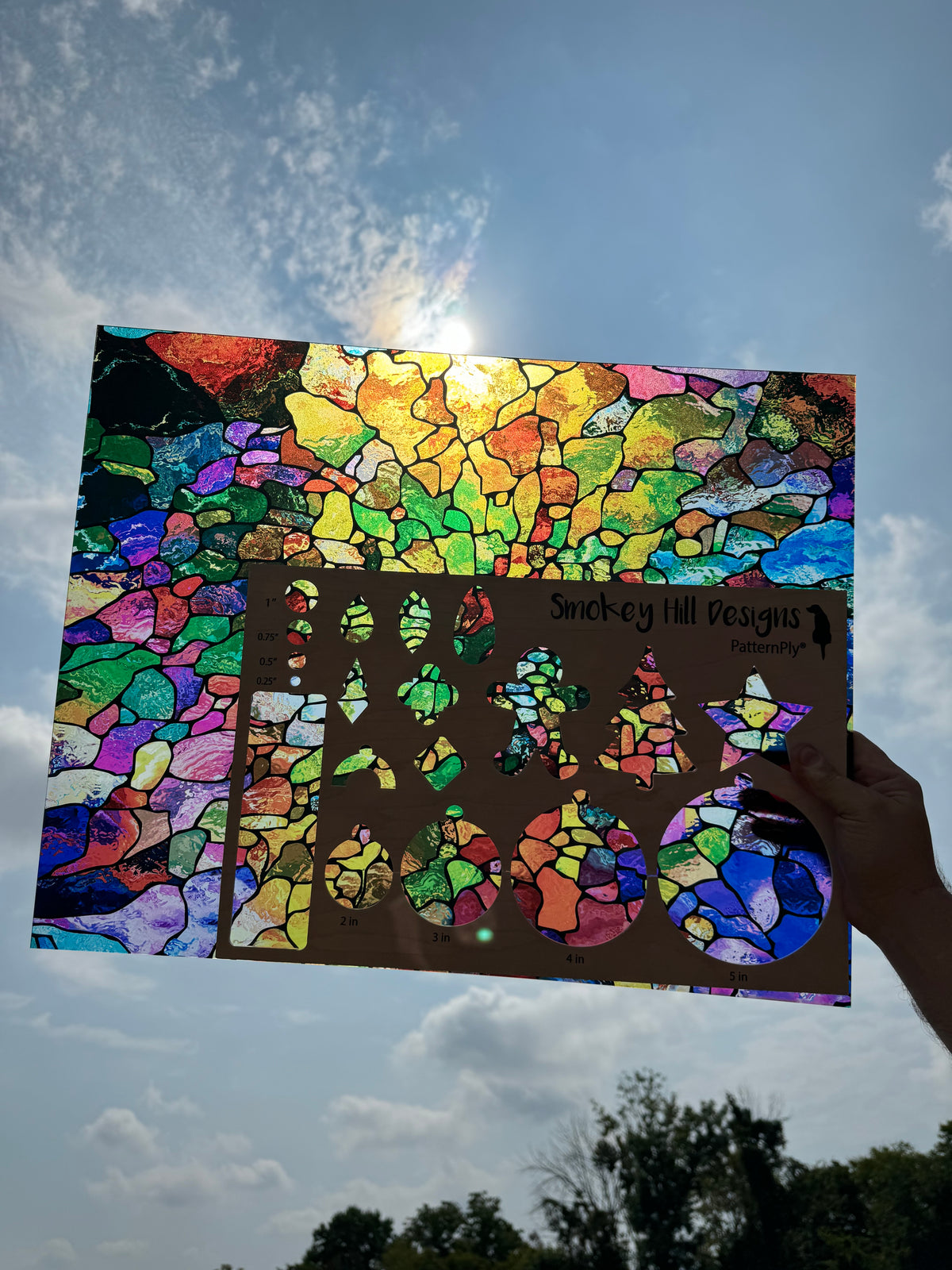 PatternPly® 19x24" Transparent Stained Glass Swirl XL Scale product photo 2