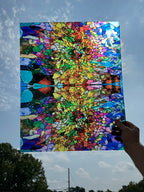 PatternPly® 19x24" Transparent Stained Glass Swirl Original Scale sheet showing the pattern
