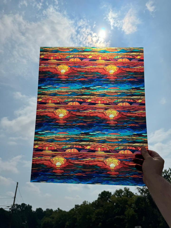 PatternPly® 19x24" Transparent Stained Glass Sunset XL Scale