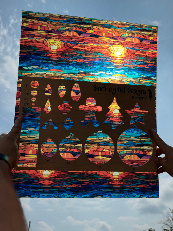 PatternPly® 19x24" Transparent Stained Glass Sunset XL Scale