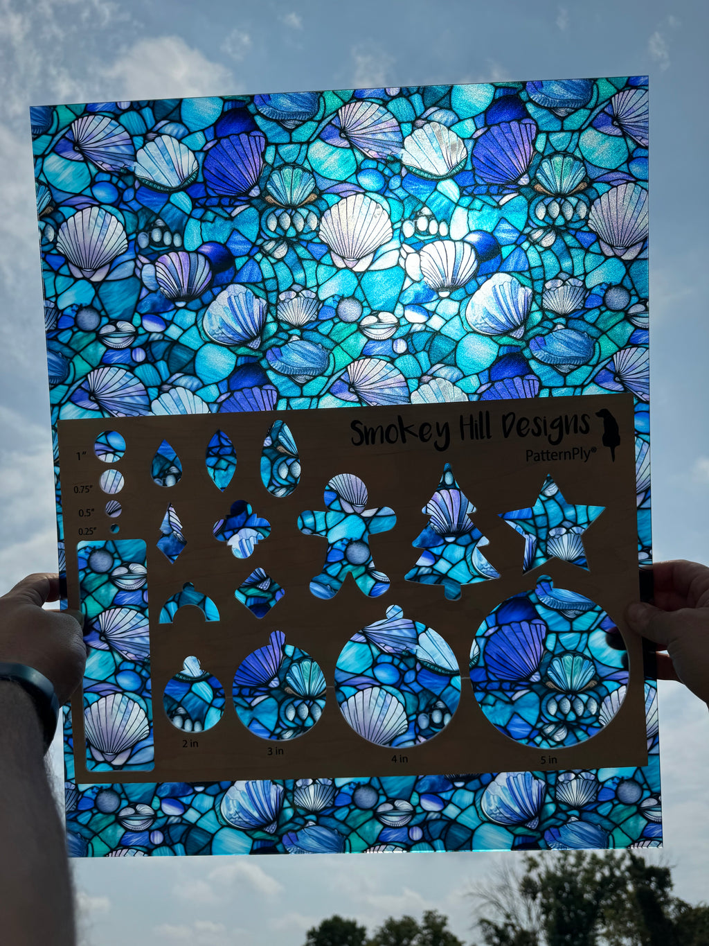PatternPly® 19x24" Transparent Stained Glass Seashells XL Scale product photo 2
