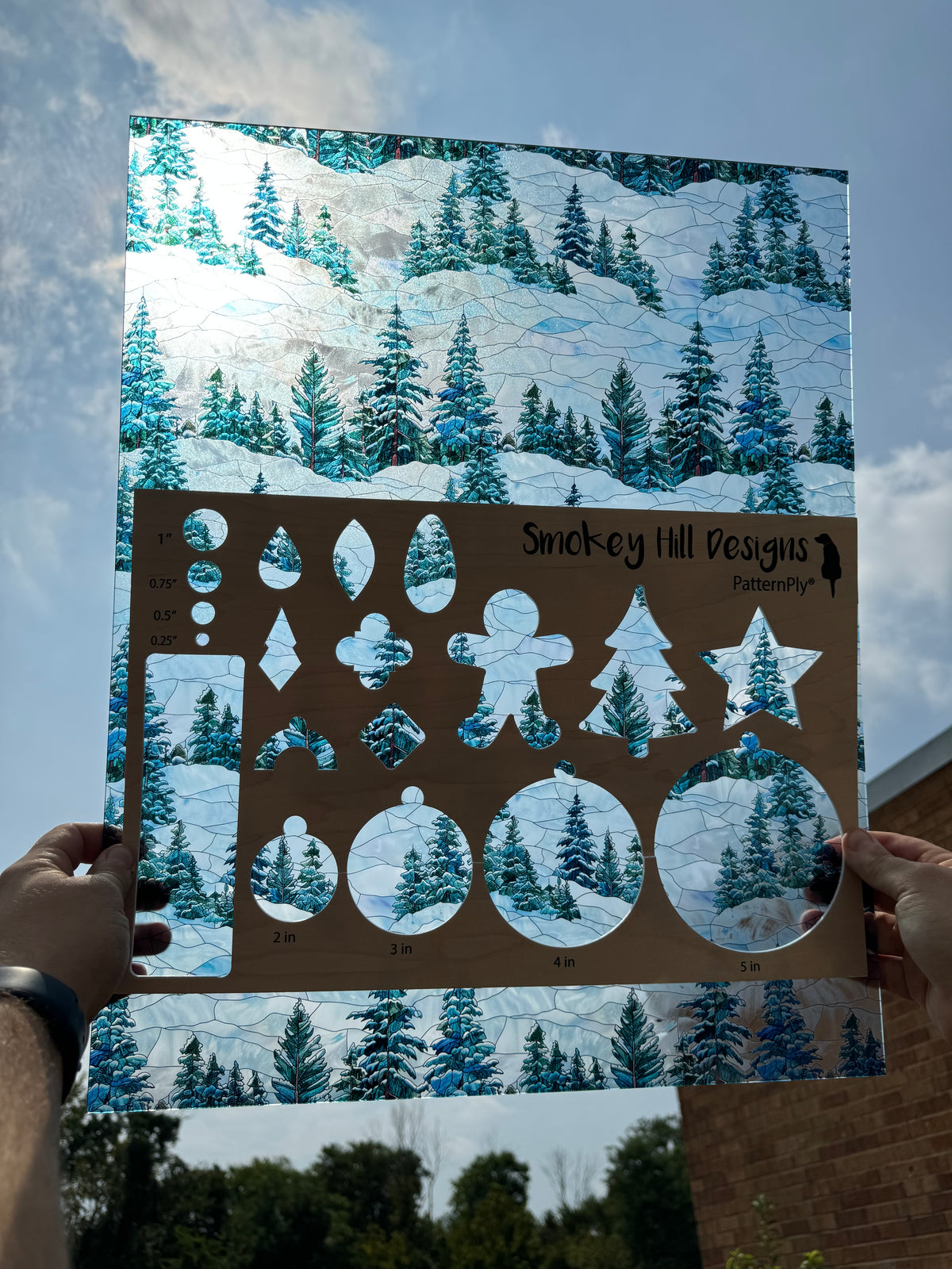 PatternPly® 19x24" Transparent Stained Glass Snowy Hills XL Scale product photo 2