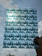 PatternPly® 19x24" Transparent Stained Glass Snowy Hills Original Scale sheet showing the pattern