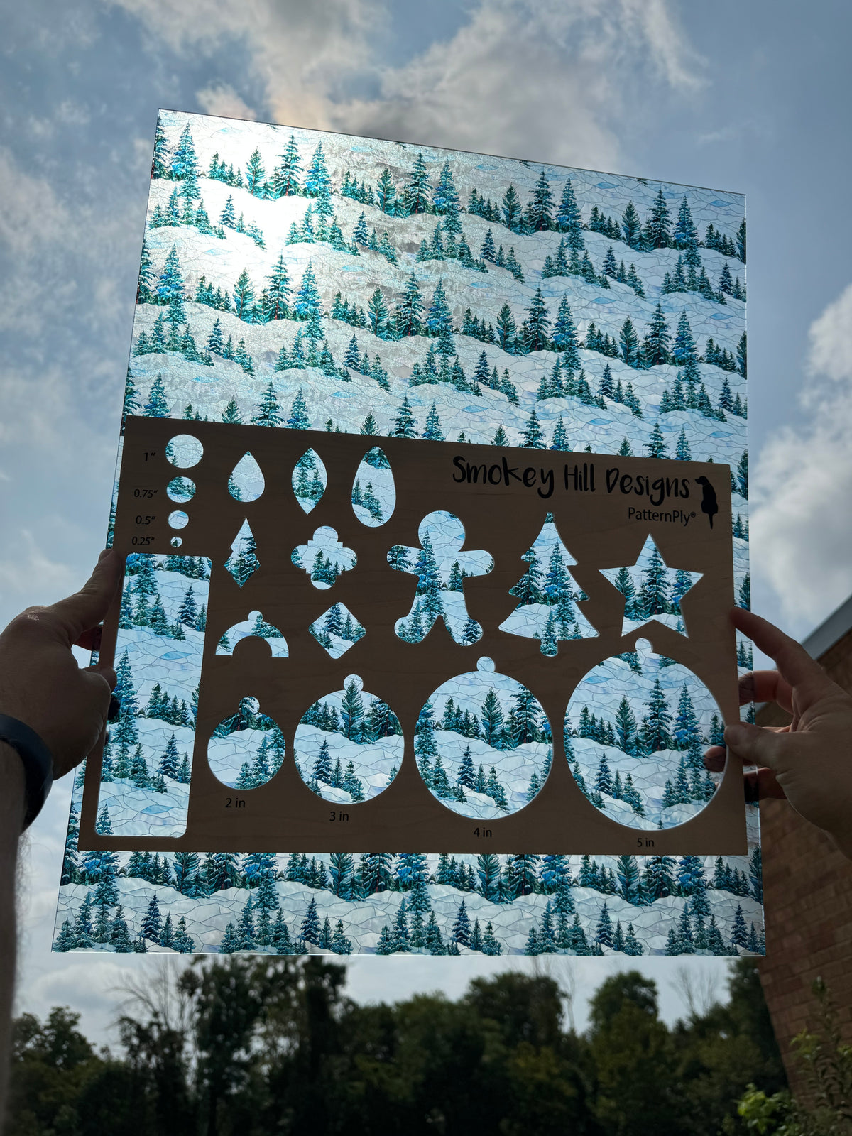 PatternPly® 19x24" Transparent Stained Glass Snowy Hills Original Scale product photo 2
