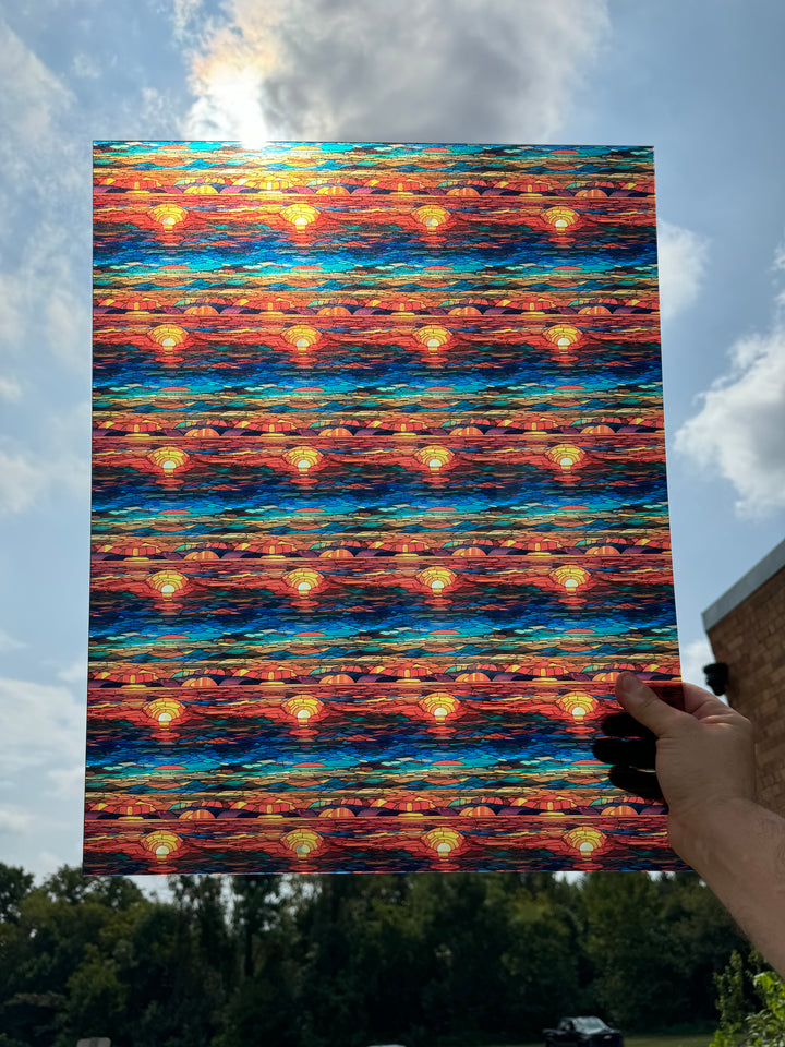 PatternPly® 19x24" Transparent Stained Glass Sunset Original Scale