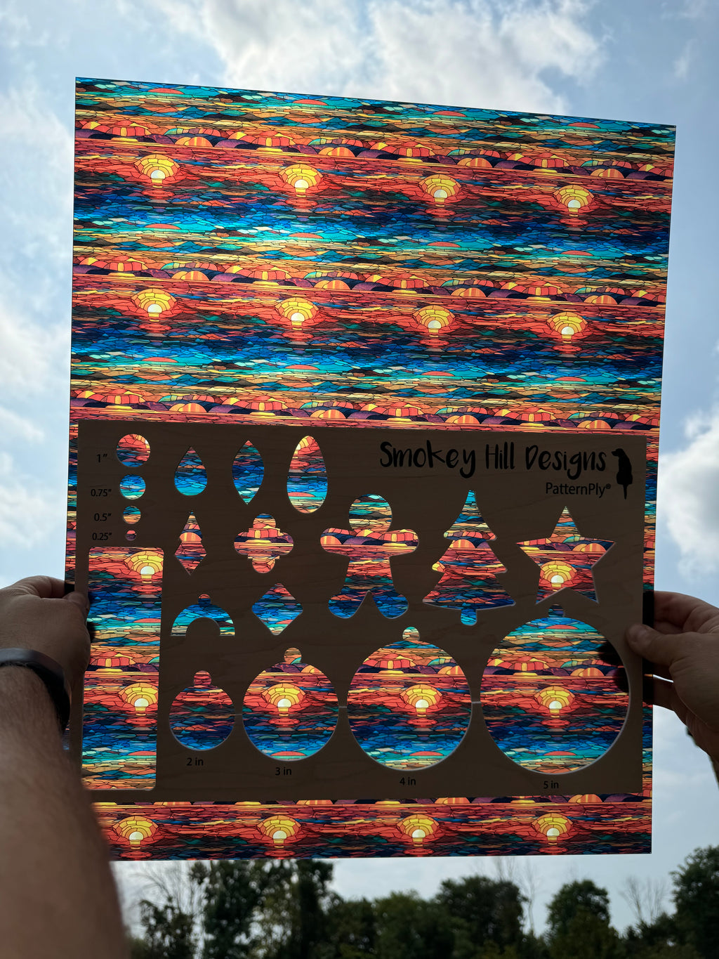 PatternPly® 19x24" Transparent Stained Glass Sunset Original Scale product photo 2