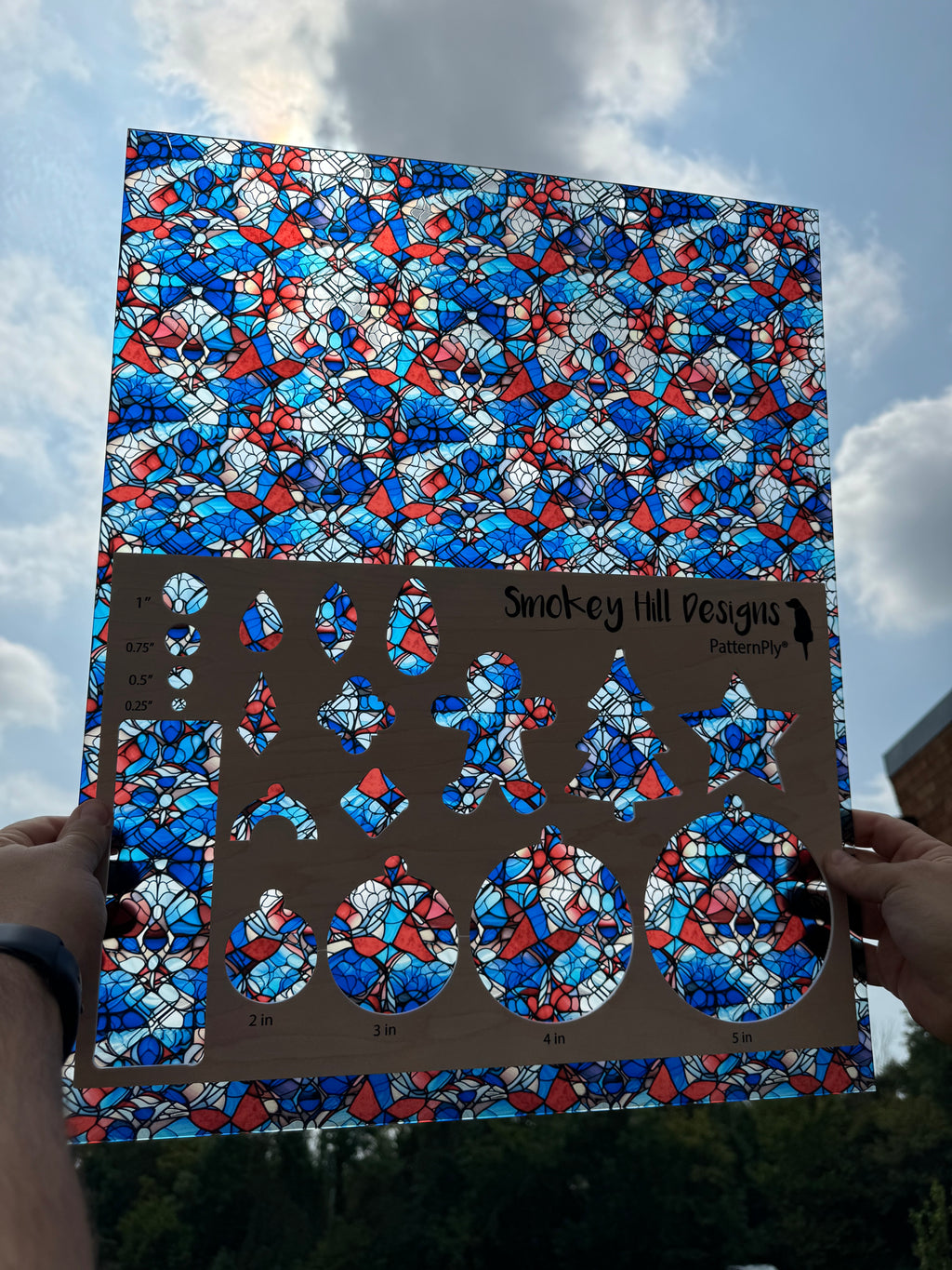 PatternPly® 19x24" Transparent Red, White, and Blue Stained Glass XL Scale product photo 2