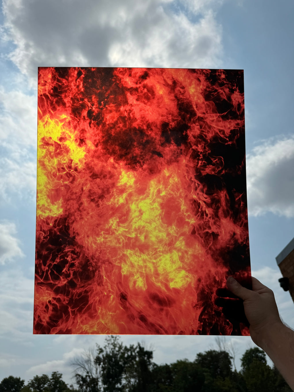 PatternPly® 19x24" Transparent Fire XL Scale sheet showing the pattern