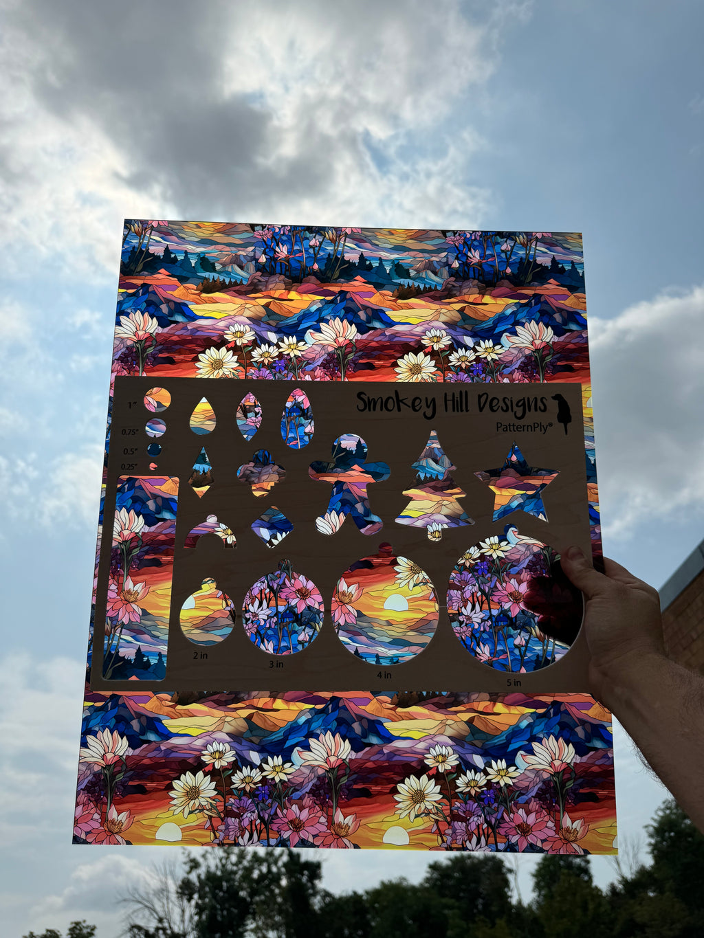 PatternPly® 19x24" Transparent Floral Mountain Range Stained Glass XL Scale product photo 2