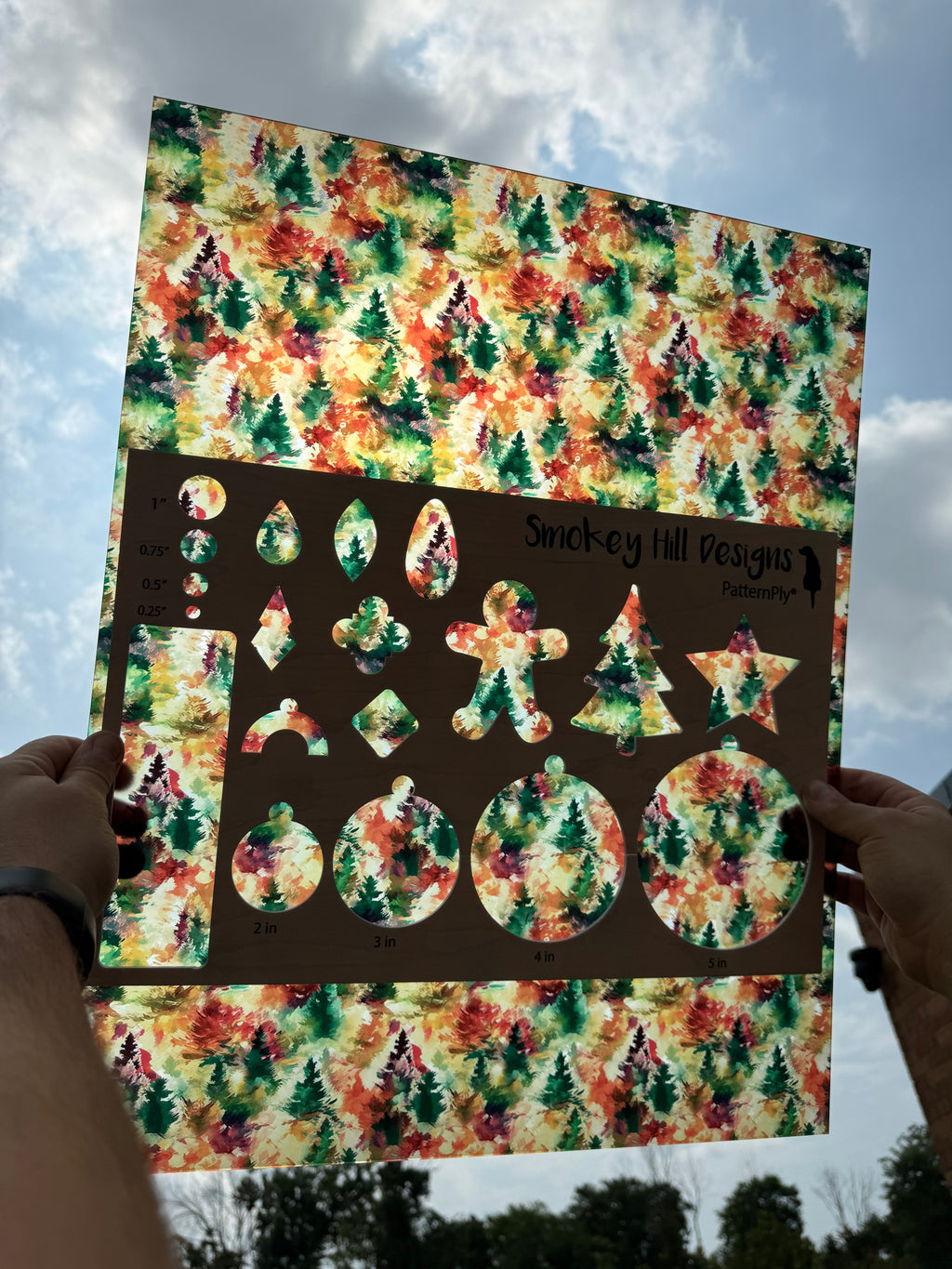 PatternPly® 19x24" Transparent Fall Watercolor Christmas Tree XL Scale product photo 2