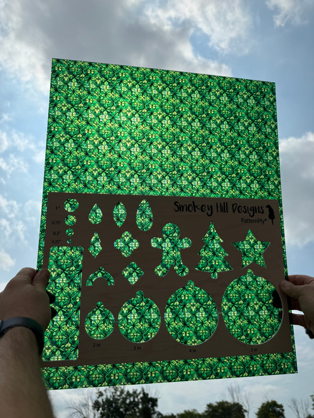 PatternPly® 19x24" Transparent Abstract Green Stained Glass Original Scale product photo 2