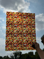 PatternPly® 19x24" Transparent Abstract Candy Corn Stained Glass XL Scale sheet showing the pattern