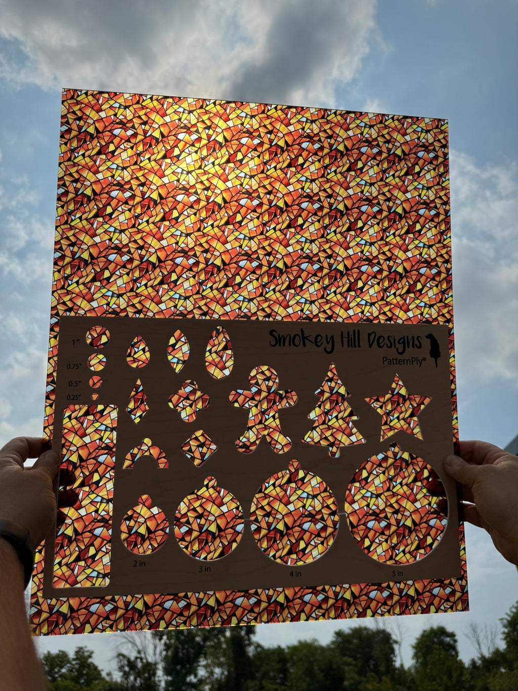 PatternPly® 19x24" Transparent Abstract Candy Corn Stained Glass Original Scale product photo 2