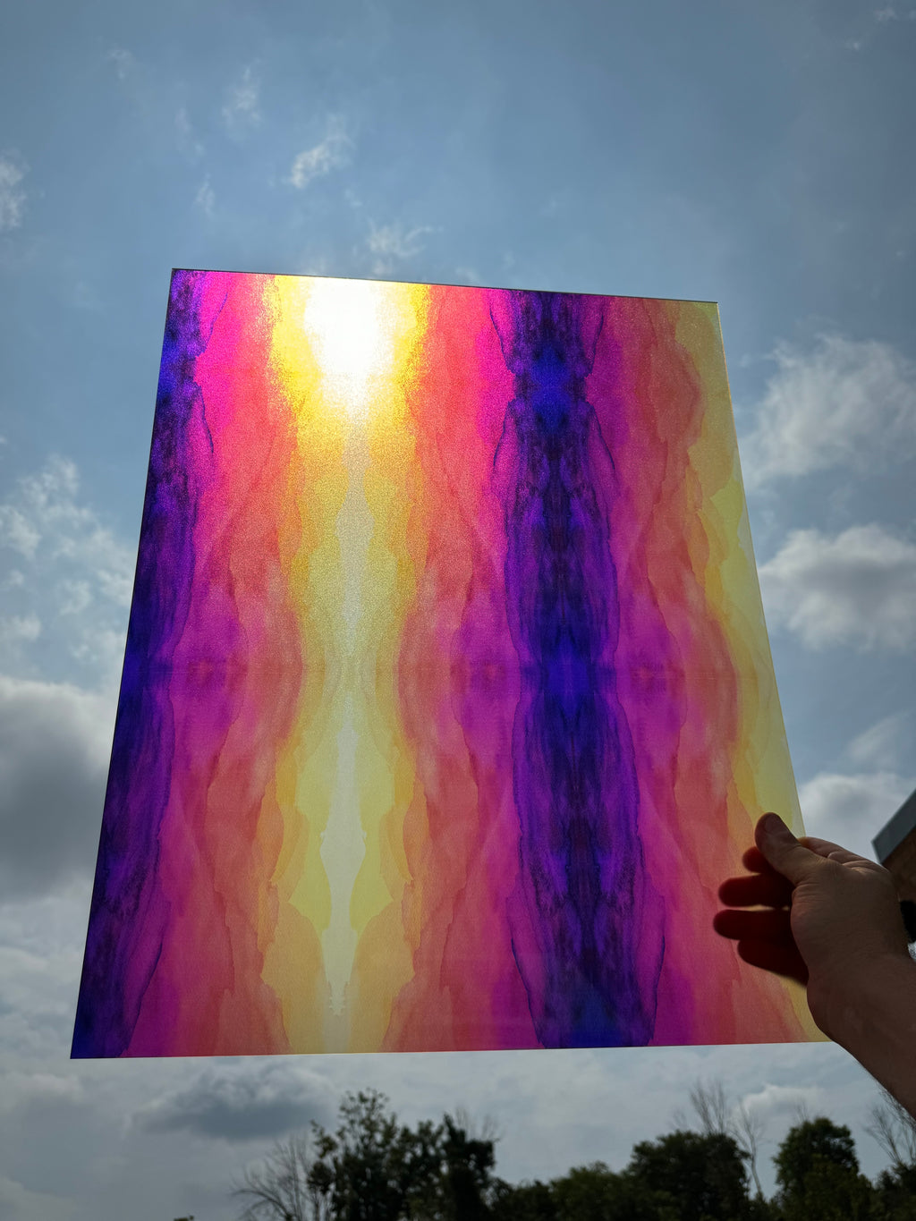 PatternPly® 19x24" Transparent Abstract Sunrise Sunset XL Scale sheet showing the pattern