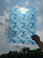 PatternPly® 19x24" Transparent Stained Glass Clouds XL Scale sheet showing the pattern