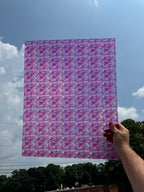PatternPly® 19x24" Transparent Baby Pink Stained Glass Original Scale sheet showing the pattern