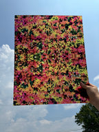 PatternPly® 19x24" Transparent Fall Treetops Stained Glass Original Scale sheet showing the pattern