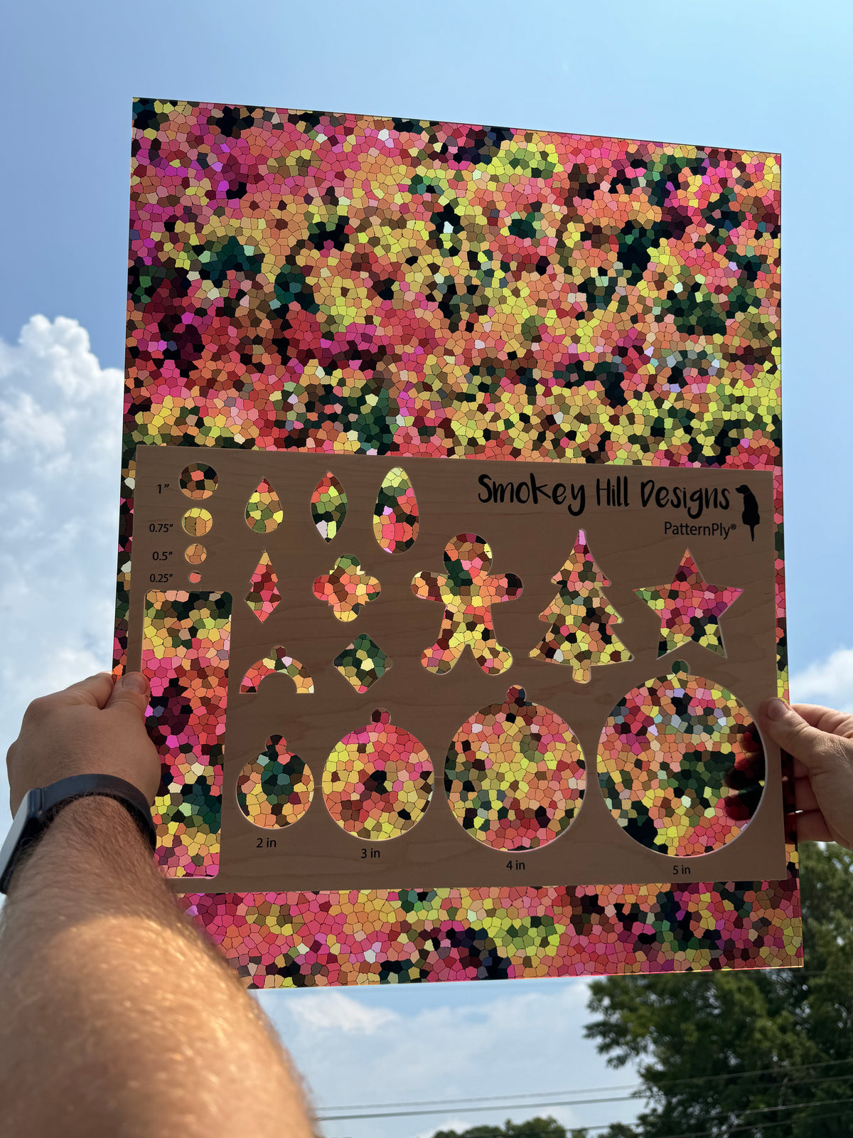 PatternPly® 19x24" Transparent Fall Treetops Stained Glass Original Scale product photo 2