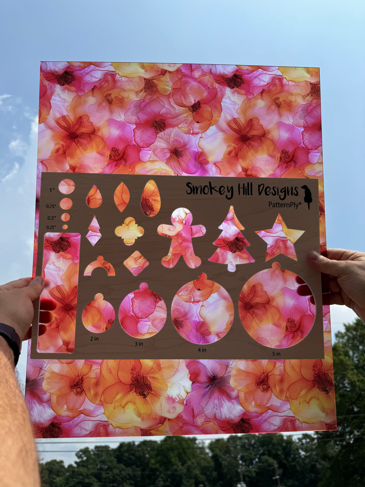 PatternPly® 19x24" Transparent Bright Orange and Pink Floral XL Scale product photo 2