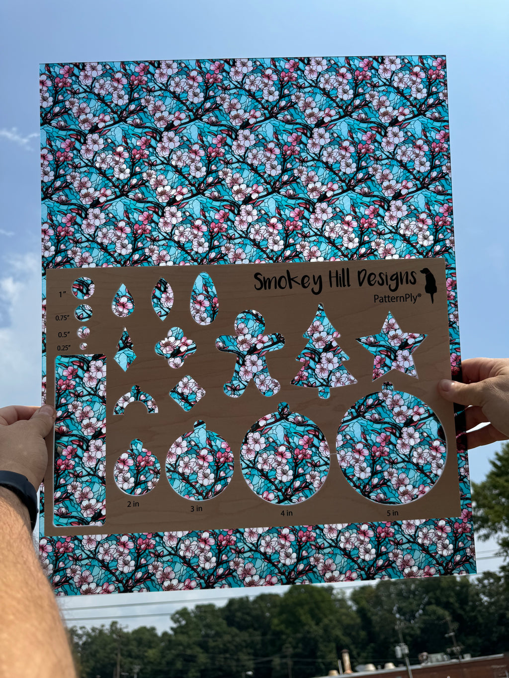 PatternPly® 19x24" Transparent Cherry Blossoms Stained Glass Original Scale product photo 2
