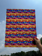 PatternPly® 19x24" Transparent Bright Sunrise Stained Glass Original Scale sheet showing the pattern