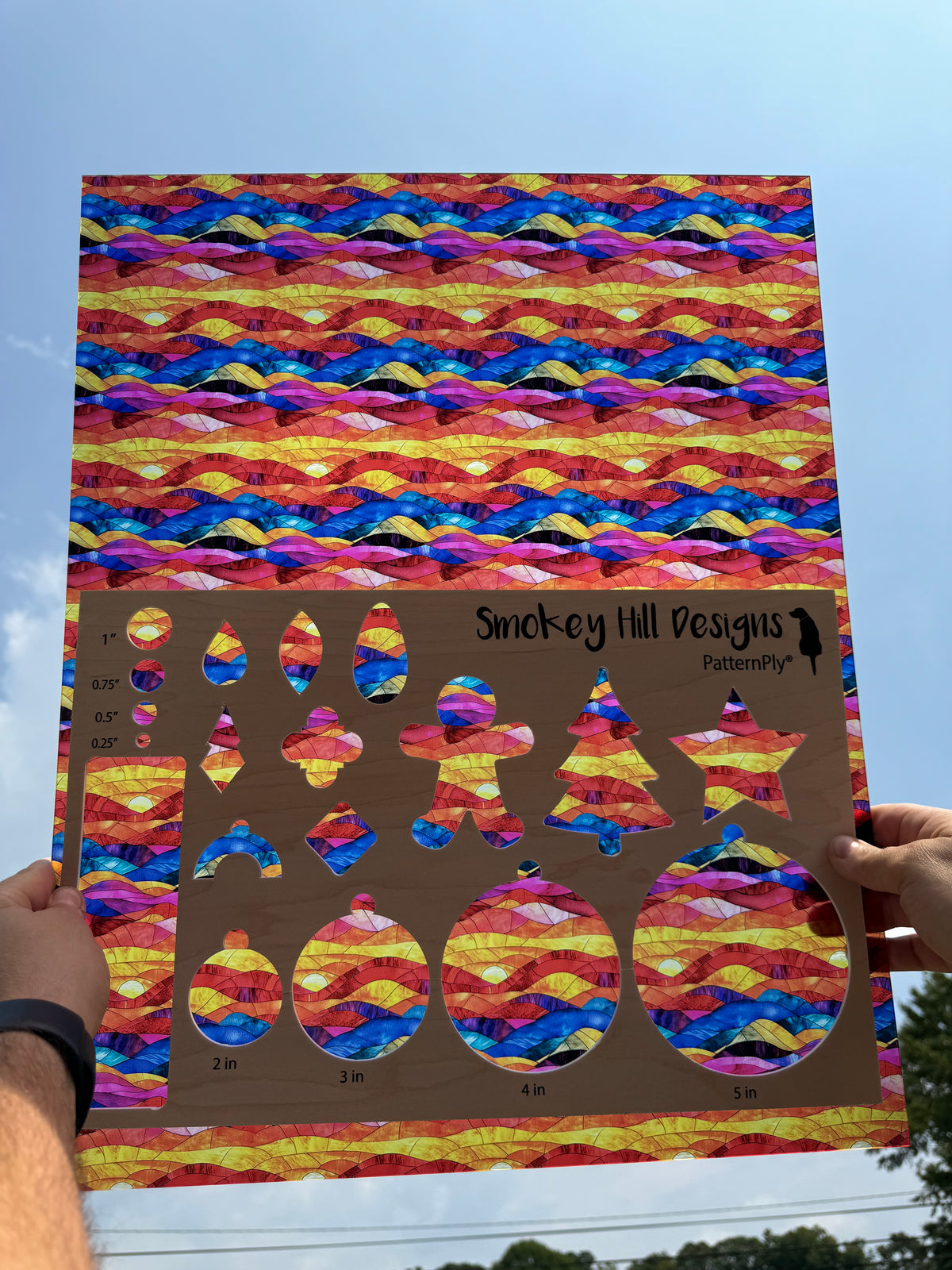 PatternPly® 19x24" Transparent Bright Sunrise Stained Glass Original Scale product photo 2