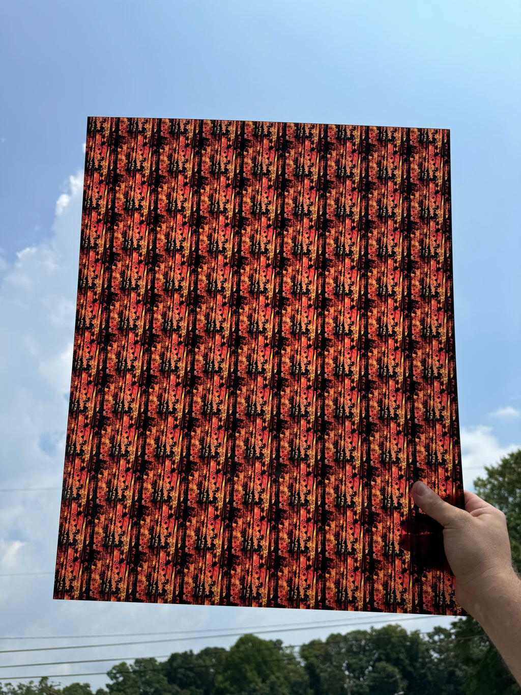PatternPly® 19x24" Transparent Burnt Fall Original Scale sheet showing the pattern