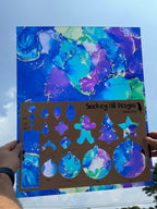 PatternPly® 19x24" Transparent Blue and Purple Paint Swirls Original Scale product photo 2