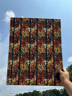 PatternPly® 19x24" Transparent Stained Glass Fall Forest XL Scale sheet showing the pattern