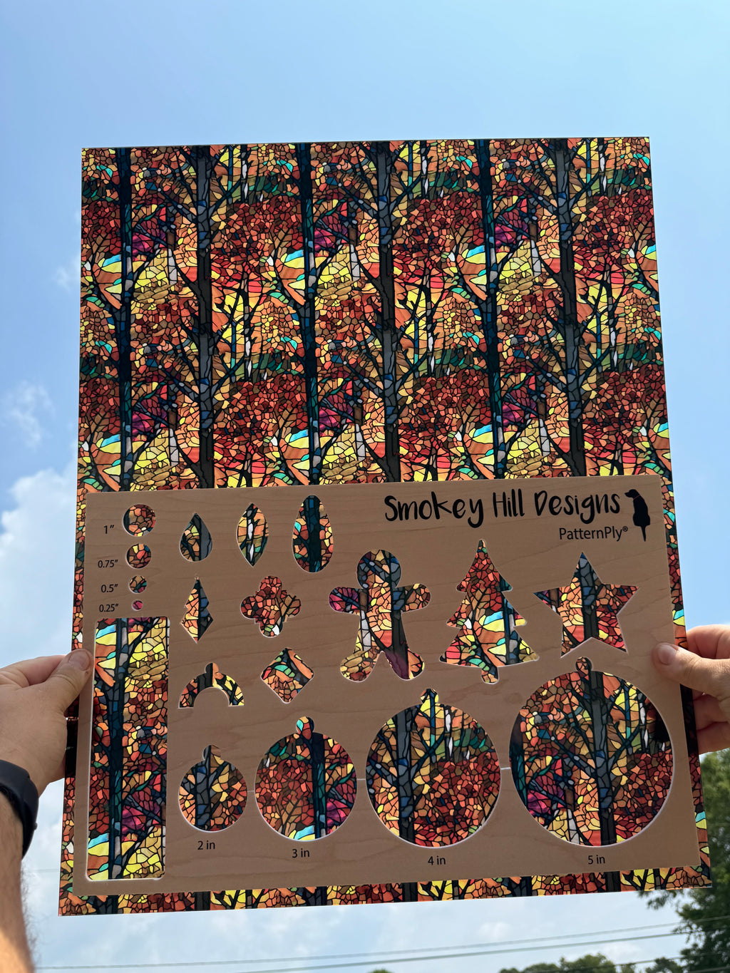 PatternPly® 19x24" Transparent Stained Glass Fall Forest XL Scale product photo 2