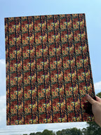 PatternPly® 19x24" Transparent Stained Glass Fall Forest Original Scale sheet showing the pattern